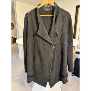 Athleta Charcoal Asymmetrical Zip Cardigan Sweater Long